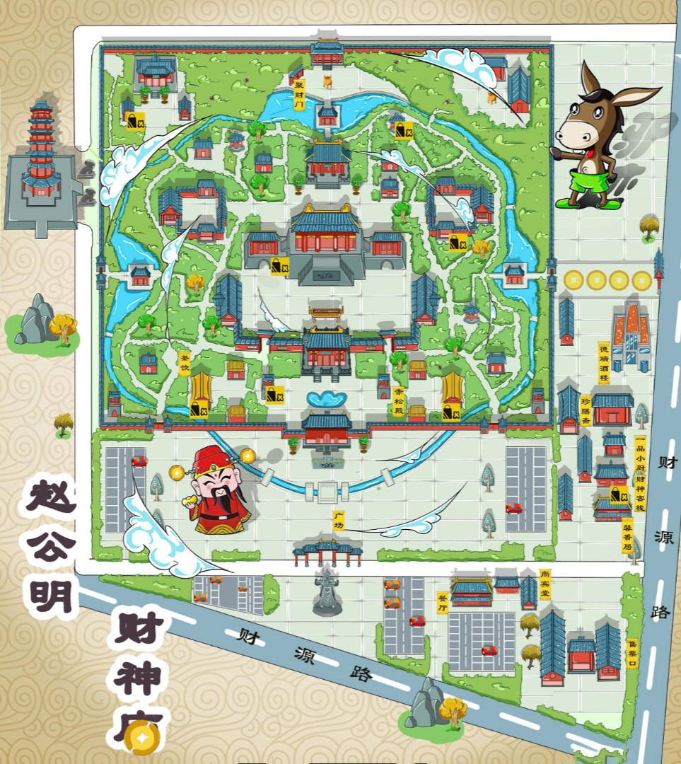 章丘寺庙类手绘地图